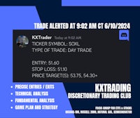 a trade alert for a trade on kitty trading