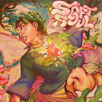 an illustration of a girl with a flower on her head