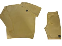 a yellow sweatshirt and shorts set