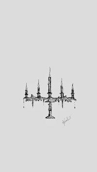 a black and white drawing of a candelabra