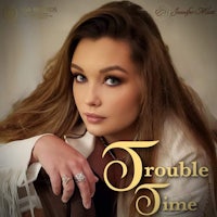 the cover of trouble time featuring a woman posing for a photo