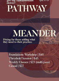 a flyer with the words'meander'