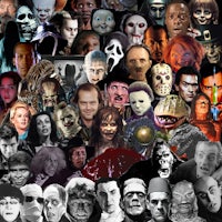 a collage of many horror movie characters
