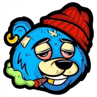 a cartoon bear wearing a hat and smoking a cigarette