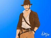 an indiana jones character in a hat and a hat