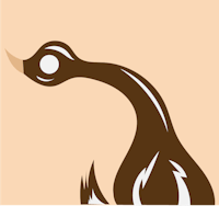 a duck with a long beak on a beige background