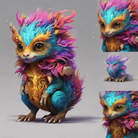 a cute little creature with colorful hair