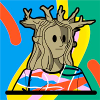 an illustration of a woman with a tree on her head