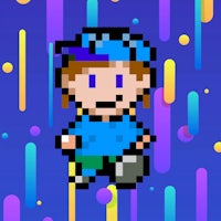 a pixelated image of a boy holding a baseball bat