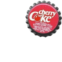 a cherry coke bottle cap on a black background