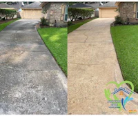 before and after pictures of a driveway that has been cleaned