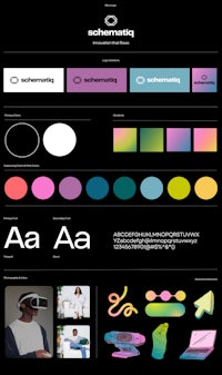 a black and white design with different colors and shapes