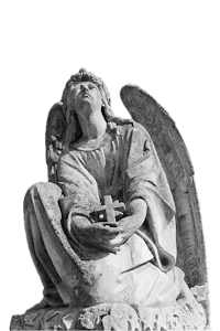 a statue of an angel holding a cross