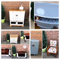 a collage of pictures of furniture and other items