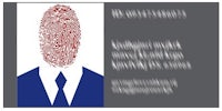 a business card with a man's fingerprint on it