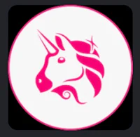a pink unicorn logo on a black background