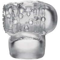 a clear glass object with a hole in the middle