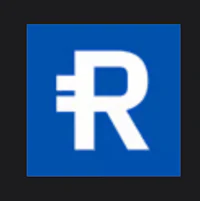 the r logo on a blue background