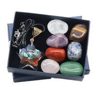 a box with various stones and crystals in it
