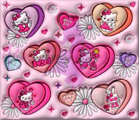hello kitty hearts on a pink background