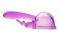 a purple plastic sex toy on a white background