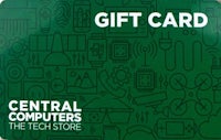 a green gift card with the words central computers the tech store
