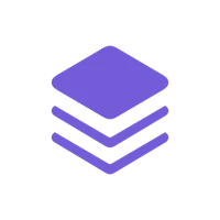 a purple icon of a stack of boxes on a black background