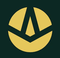 a yellow and black logo on a black background