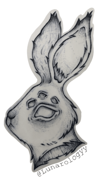 a black and white drawing of a rabbit's head