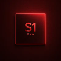 the s1 pro logo on a dark background