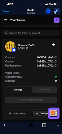 a screenshot of a mobile app with the option to create a project