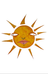 a drawing of a sun on a white background