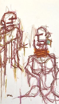 a drawing of two people standing next to each other