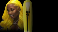 a picture of a woman with a yellow wig
