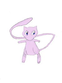 a drawing of a purple cat with blue eyes