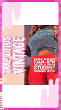 a flyer for a party with a woman in a pink top