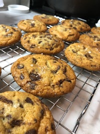 chocolate chip cookies on a cooling rack