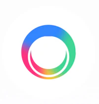 a rainbow colored circle logo on a white background