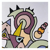 a colorful abstract painting with a lot of different shapes