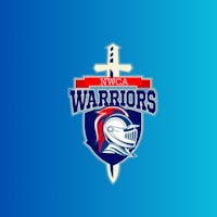 a blue background with the word warriors on it