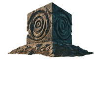a stone block with a spiral on top of it