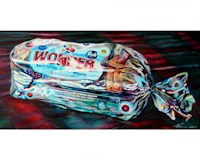 a painting of a loaf of bread on a table