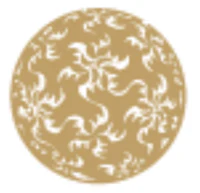 a gold and white circular pattern on a white background