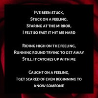 an image of a red rose with the words stuck on a feeling