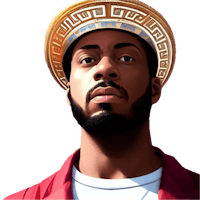 a black man wearing a gold hat