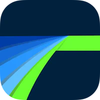 a blue and green icon with an arrow in the middle