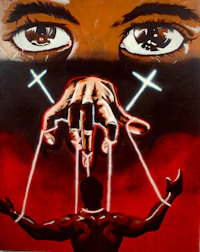 a painting of a man with a cross in his hand