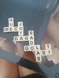 a table with scrabble letters on it