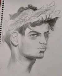 a drawing of a man with a crown on his head