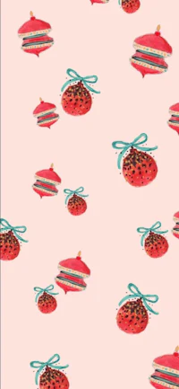 christmas ornaments on a pink background